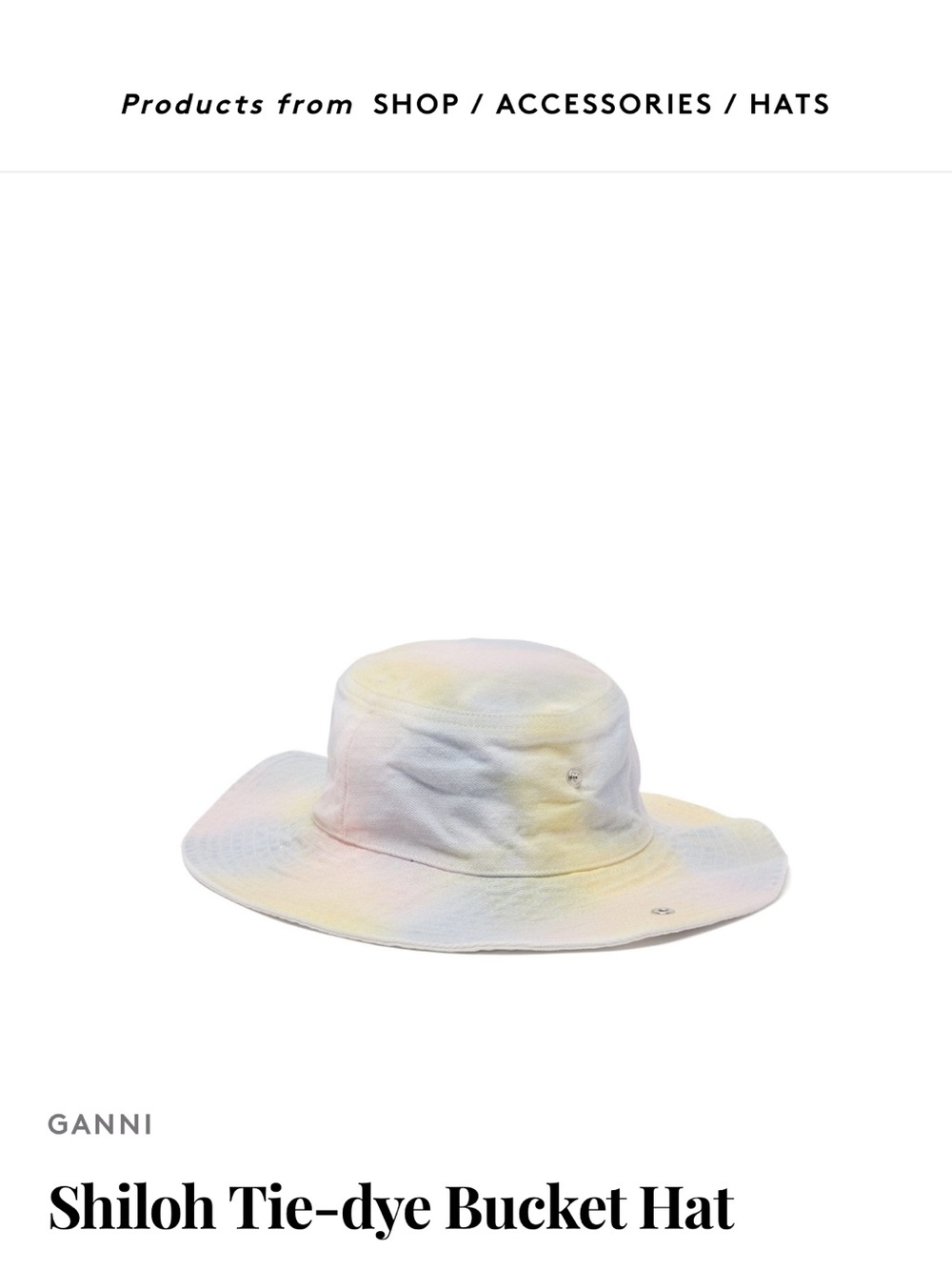 Ganni Pastel Tie-Dye Wide-Brim Bucket Hat